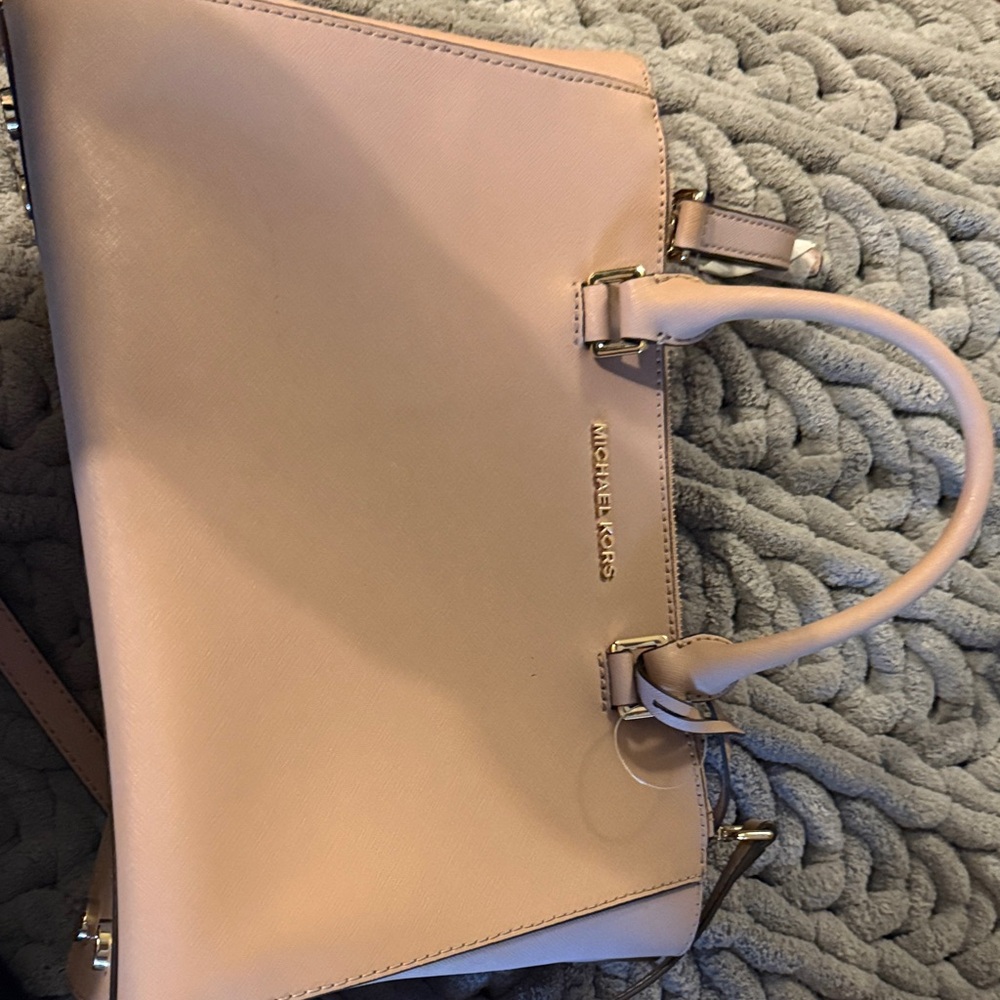 Michael Kors Light Blush Pink Saffiano Satchel with Gold Hardware
